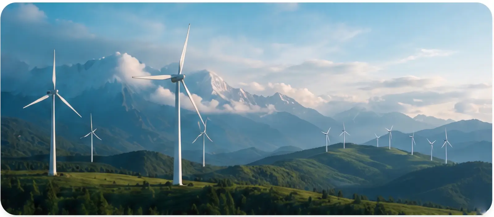 Wind turbines representing sustainable energy